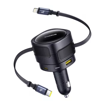 Auto lādētājs Baseus Enjoyment Max 90W ar USB-C, Lightning un USB-A portiem