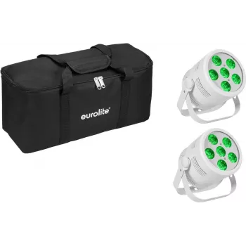 LED Par Gaisma EUROLITE Silent Par 6 QCL Floor 2x ar Soft-Bag — kompakts QCL LED par, 2 gab., transporta soma