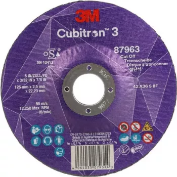 3M 87963 - Griešanas disks - Metālam - Keramikas šķiedra - 12250 RPM - Apaļš - 2,22 cm (7100303995)
