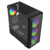 PC korpuss SAVIO Noctis Flow RGB — Cube, ATX/Mini-ITX, 3x 120 mm priekšējie ventilatori, rūdīta stikla sāns, max GPU 35 cm