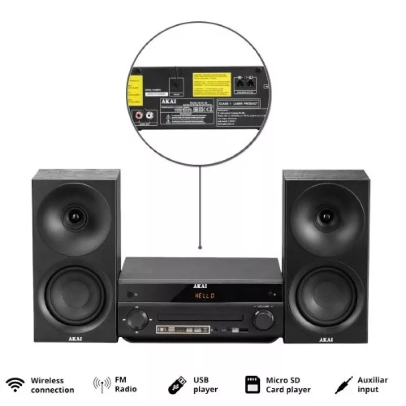 Audio sistēma AKAI AM-301 BK mūzikas centrs — kompakts mājas audio bloks