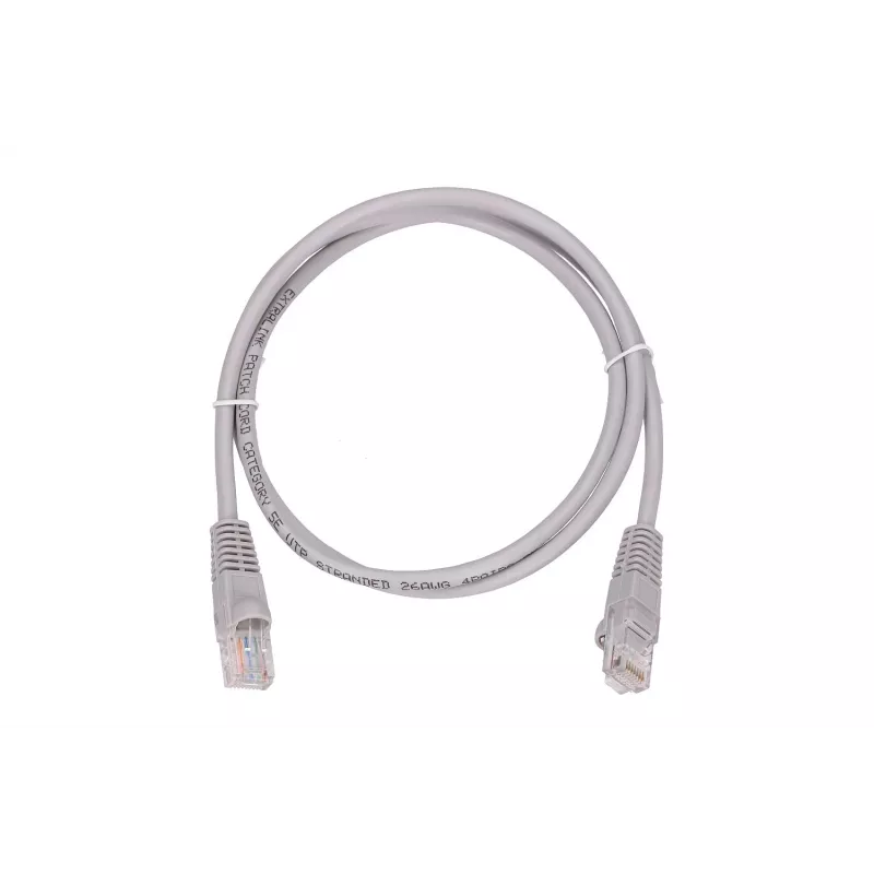 Extralink Cat5e UTP tīkla vads 1 m, RJ-45 – RJ-45, pelēks