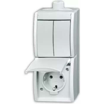 BUSCH JAEGER 2601/5/20EW-54-503 - Kontaktdakša CEE 7/3 - 2P+E - Balta - IP44 - 250 V - 16 A