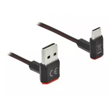 USB kabelis DeLOCK EASY-USB 2.0 Type-A vīrišķais uz Type-C vīrišķais leņķa 0,5m melns