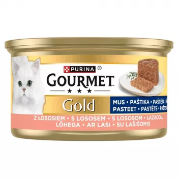PURINA Gourmet Gold Mousse ar lasi - mitrā barība kaķiem - 85g