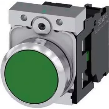 Siemens 3SU1150-0AB40-1BA0 elektriskais izpildmehānisms Melns, Zaļš, Sudrabs