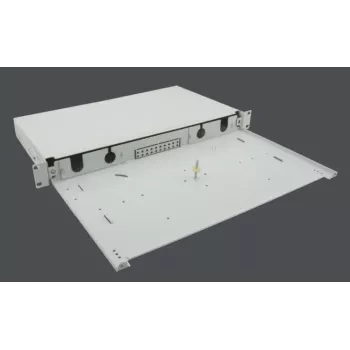 helos Breakout Box 1U – 19 inch stiprinājuma kārpa šķiedru optikas atzarojumam, pelēka