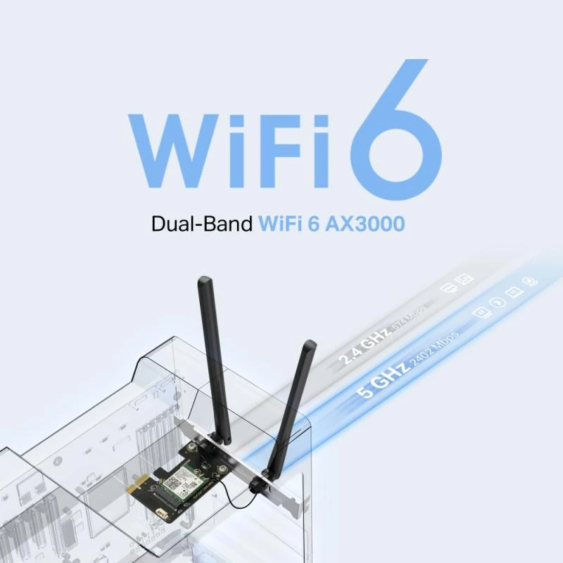 Mercusys WL-PCI AX3000 Divjoslu Bluetooth Express Adapteris (MA80XE)