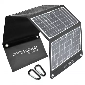 Saules panelis RealPower SP-30E 30W USB 5V Melns Balts