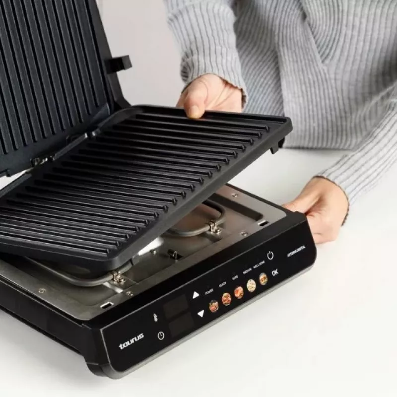 Elektriskais 2-in-1 grils Taurus Asteria Digital — 2000 W, regulējams termostats, nepiedegošs pārklājums, izņemama tauku savākšanas paplāte