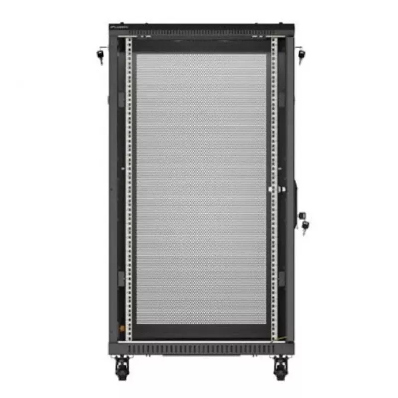 19 collu tīkla skapis LANBERG FF01-6022-23B, 22U, 600×1000 mm, melns, perforētas durvis