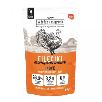 WIEJSKA ZAGRODA Monoprotein Tītara Filejas – Slapjā barība kaķiem – 85 g