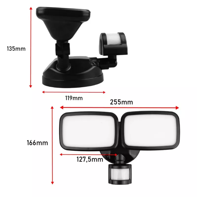 LED āra sienas lampa MACLEAN MCE524 ar PIR kustības sensoru, modelis MCE524 B