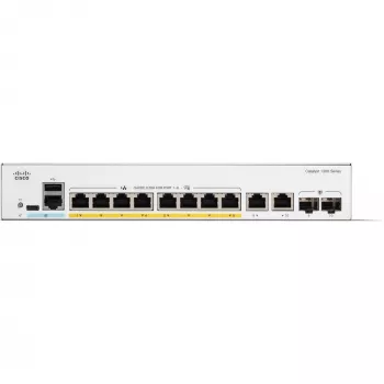 Cisco Catalyst 1300-8FP-2G - Slēdzis - L3 - pārvaldāms - 8 x 10/100/1000 (PoE+) + 2 x Combo Gigabit SFP/RJ-45 - montējams statīvā - PoE+ (120 W) (C1300-8FP-2G)