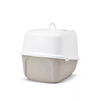 Slēgtā kaķu tualete Savic Nestor Jumbo, plastmasa, 66.5×48.5×46.5 cm, Coffee/White