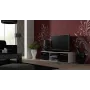 TV statīvs Cama Meble SOHO 140 — 1400×430×370 mm, balta virsma, melni spīdīgi fronti