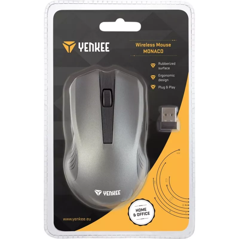 Bezvadu simetriskā pele 2.4GHz, 3 pogas, darbības rādiuss 10 m - Yenkee YMS 2015GY Monaco