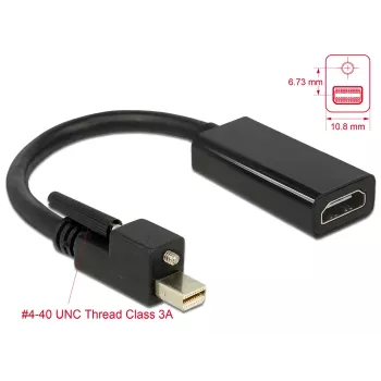 Video kabeļa adapteris DeLOCK 62640 Mini DisplayPort uz HDMI 0,25 m Melns