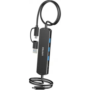 Unitek U1344ABK01 KVM Hub — 10 Gbps, pārslēgšanās starp 2 resursdatoriem, 3× USB-A porti