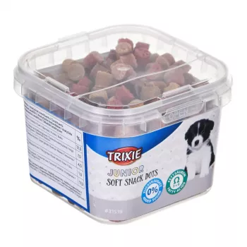 Suņu apmācības gardumi Trixie Junior Dots 140 g — mīksti laša našķi kucēniem
