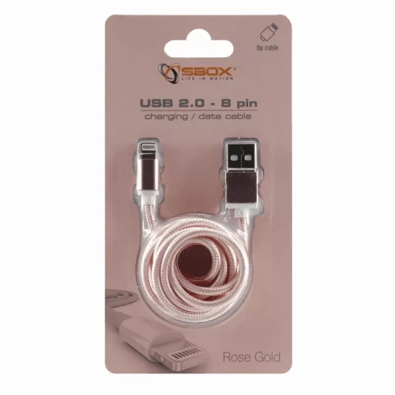 Sbox USB 2.0 8 Pin IPH7-RG rozā zelta krāsā
