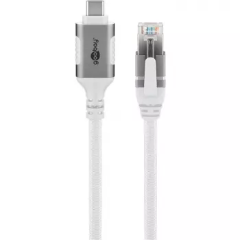 Tīkla kabelis Goobay 74180 USB-C uz RJ-45 Cat6 10 m Balts