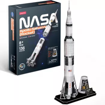 3D Puzle Cubicfun Apollo Saturn raķetes modelis — mēroga salikšanas izglītojošs komplekts