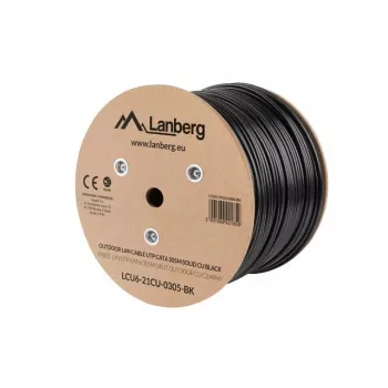 Lanberg LCU6-21CU-0305-BK tīkla kabelis melns 305 m Cat6 U/UTP āra