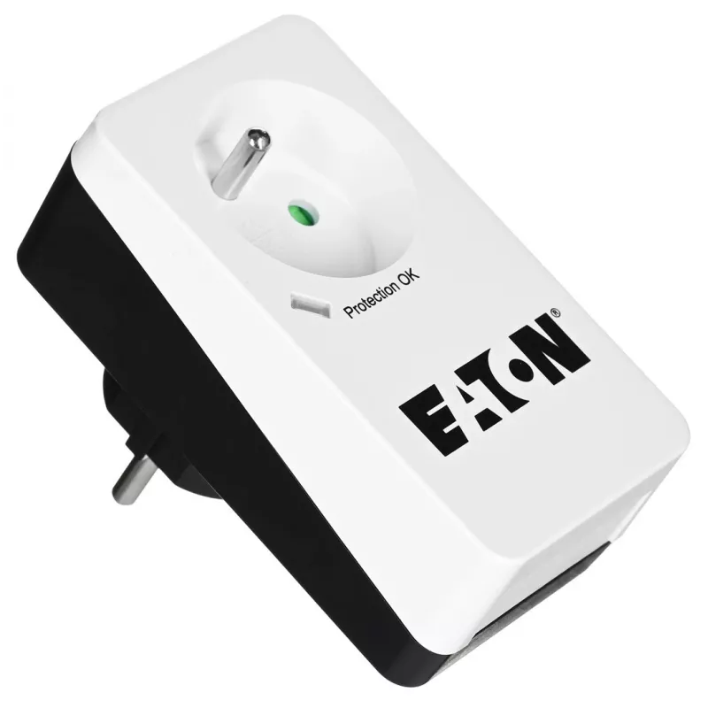 Aizsardzības kārba pret pārspriegumu Eaton Protection Box 1 FR — 1 kontaktligzda Type E, 220–250 V, 16 A, 4000 W, melna, kompakta