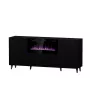 Kumode ar elektrisko kamīnu Cama Meble PAFOS 180x42x82 cm matēti melna, 3 durvis, 2 plaukti, 1400–1600 W