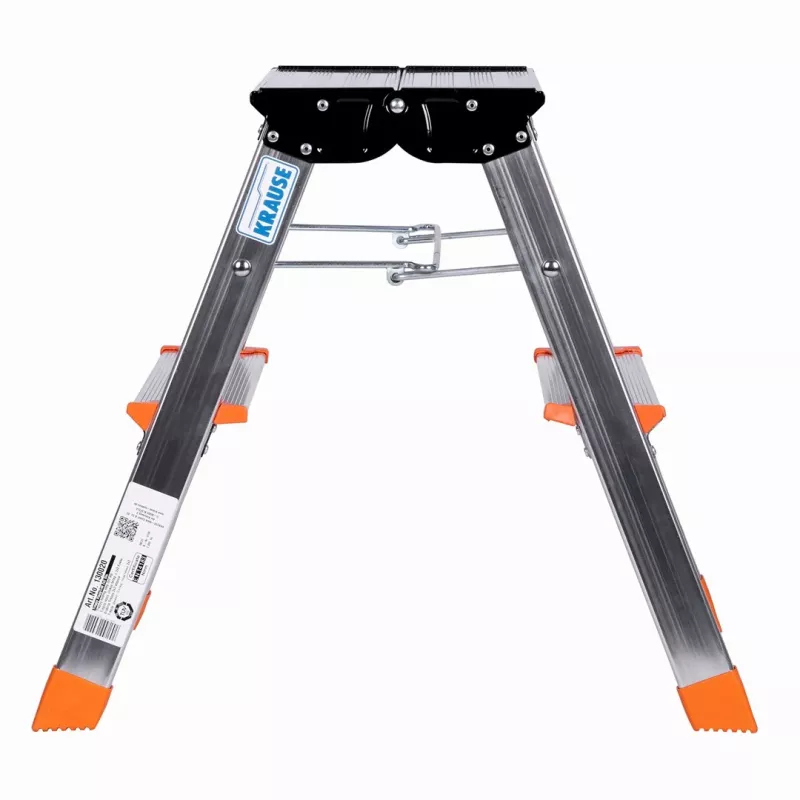 Saliekamās kāpnes Krause Treppy Silver 130020 — alumīnijs, 2 pakāpieni, 150 kg, salocītas 55×20 cm, 2 kg
