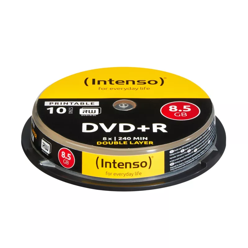 DVD+R DL Intenso 1x10 8.5GB 8x Double Layer ar apdrukājamu virsmu