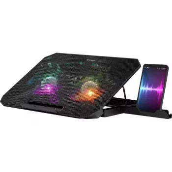 Datora dzesēšanas paliktnis DEFENDER NS-510 ar 2 ventilatoriem, 2×USB portiem un RGB apgaismojumu