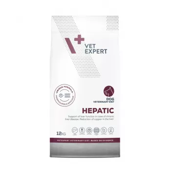 Sausā suņu barība VETEXPERT Veterinary Diet Hepatic 12 kg — diētiskā barība aknu atbalstam, gaļas garša, pieaugušiem suņiem 10–15,9 kg