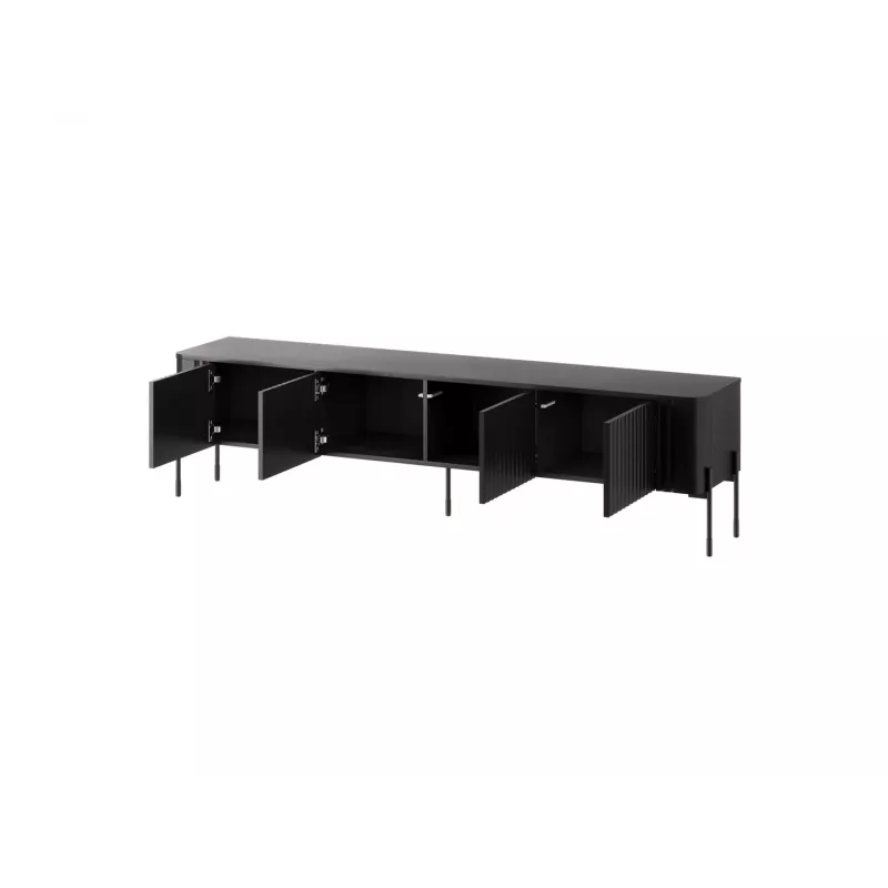 TV skapis cama meble VERA 190x40x50 cm — matēti melna virsma un melns rāmis