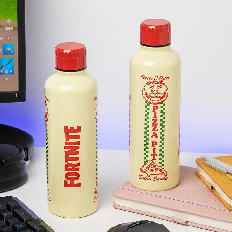 Sporta ūdens pudele Paladone Fortnite Metal PP14736FO 500 ml, metāla apdare, skrūvējams vāciņš