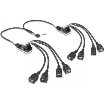 USB centrmezgls DELOCK 61072 — 8 portu USB 2.0 centrmezgls, barots no kopnes