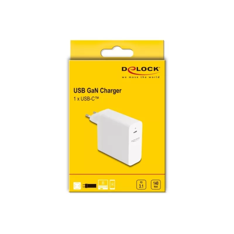 Lādētājs DeLOCK USB GaN 140W PD 3.1 iekštelpu universāls