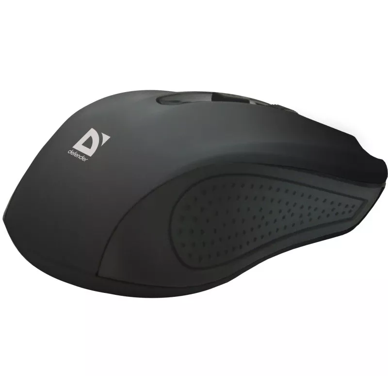 Bezvadu RF pele DEFENDER Accura MM-935 — optiskā, 1600 DPI, abpusēja, 3 pogas, USB uztvērējs, melna