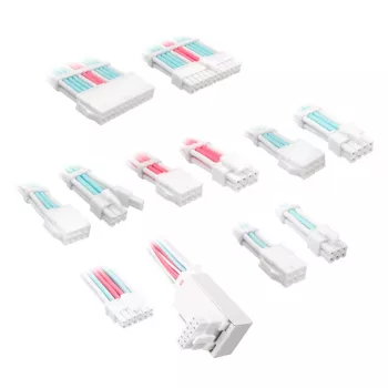 Kabeļu/adapteru komplekts Kolink Core Pro 12V-2x6 Type 2 pīts pagarinājums — Brilliant White/Neon Blue/Pure