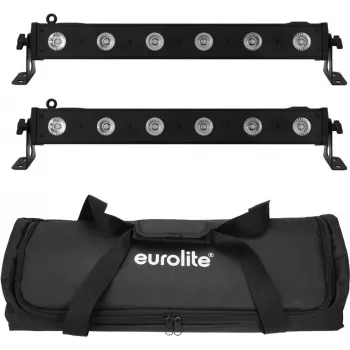 LED bāru komplekts EUROLITE 2x LED BAR-6 QCL RGBW ar mīksto somu