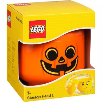 Uzglabāšanas kaste Room Copenhagen LEGO Storage Head Pumpkin liela oranža/melna