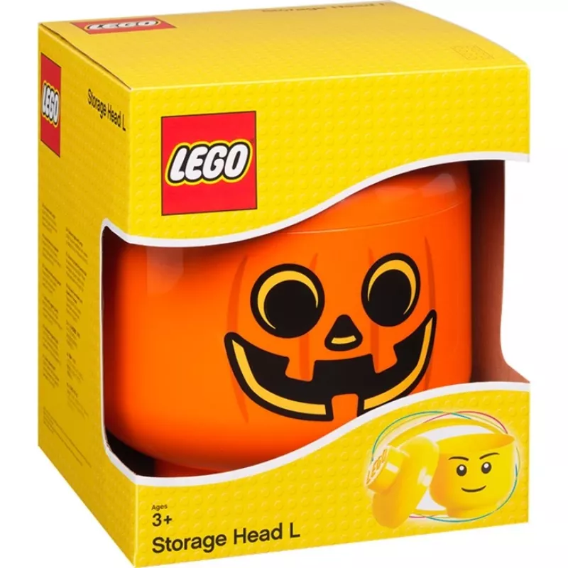 Uzglabāšanas kaste Room Copenhagen LEGO Storage Head Pumpkin liela oranža/melna