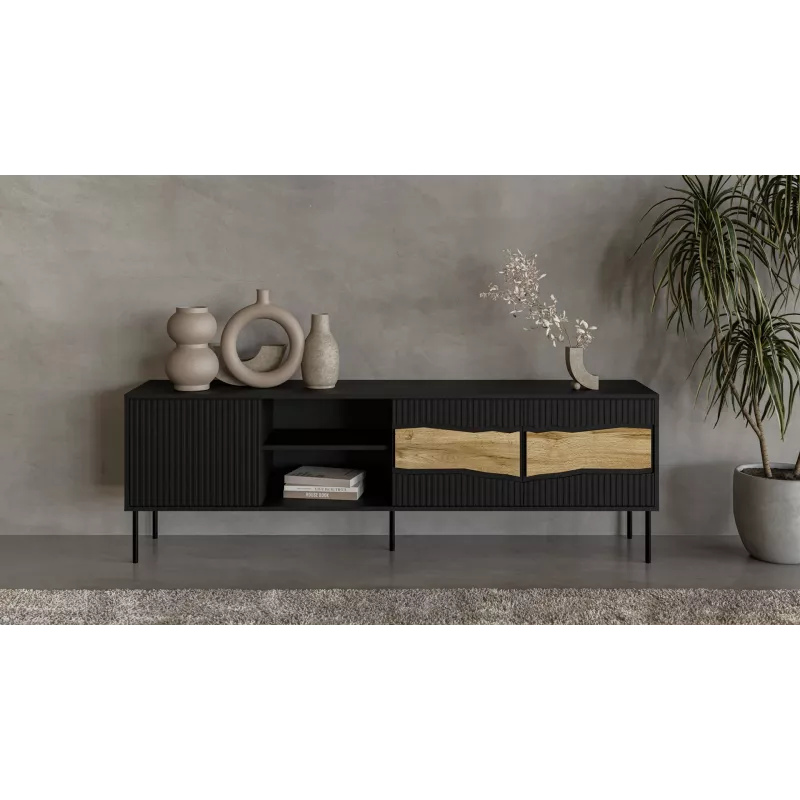TV skapis cama meble INSERTO 3D1W 190x40x62 cm melns ar LED
