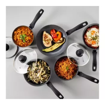 Russell Hobbs 5-daļīgs pannu komplekts Metallic Marble RH02814EU7 — nepiedegošs pārklājums, dažādi izmēri
