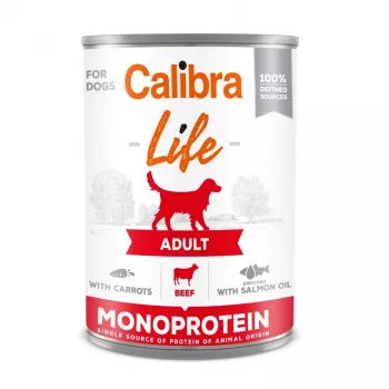 CALIBRA Adult liellopu gaļa ar burkāniem - mitrā suņu barība - 400g