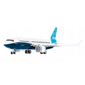 Būvkomplekts Cobi Boeing 737-8 — 340 detaļas, ieteicams no 7 gadiem, zils un balts