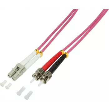 Logilink optiskais lēciena kabelis LC daudzmodu (vīrietis) uz ST daudzmodu (vīrietis) 5 m OM4 50/125 µm halogenu nesaturošs violeta krāsa FP4LT05