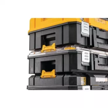 Uzglabāšanas kaste DeWalt DWST83344-1, ūdensizturīga, dzeltena, 440×183×332 mm, 2 rokturi, bloķējama