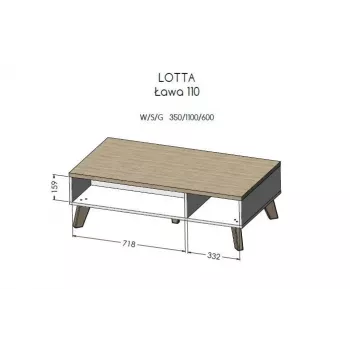 Cama LOTTA 110 Kafijas galdiņš votana ozols/mat melns